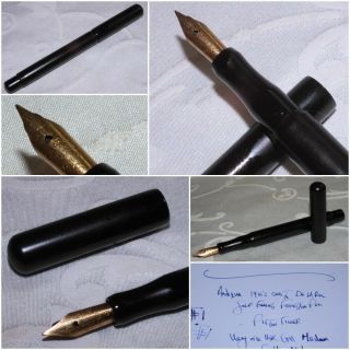 Antique Onoto De La Rue Fountain Pen - Black Hard Rubber Smooth 14k Med Nib