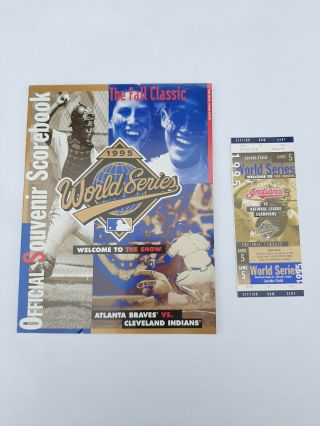 1995 World Series Ticket & Program Cleveland Indians V Braves Game 5