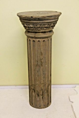 Rare Hand Carved French Gothic Church Wood Carving Corinthian Capital Column