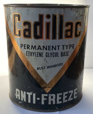Vintage Cadillac Antifreeze Can Anti - Freeze 1 Gallon Tin Can Gas & Oil