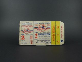 1949 World Series Game 2 Ticket Stub - York Yankees 0 Vs Brooklyn Dodgers 1