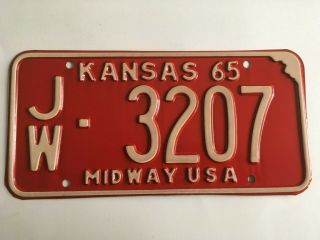 1965 Kansas License Plate Mint/nos With Envelope Single Plate Year (no Pairs)