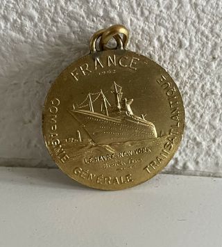 Ss France 1962 (ss Norway) Cgt French Line 3cm Metal Medallion