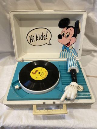 Vintage Ge Mickey Mouse Record Player - Includes 2 Records