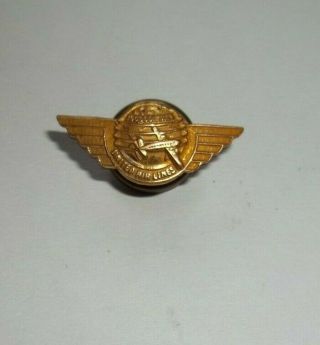Vintage United Airlines 100,  000 Mile Club 10k Gold Filled Screwback Pin