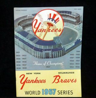 1957 World Series Game Program - Ny Yankees Vs Milwaukee Braves