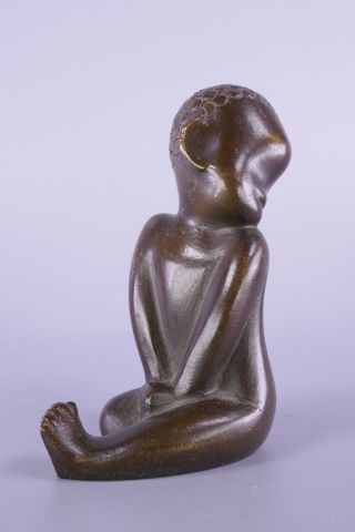 Antique Austrian Art Deco Wien Whw Hagenauer Bronze Sculpture African Child