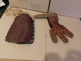 Vintage Archery Shooting Glove & Leather Arm Guard