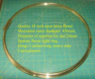 18 In Clock Bezel,  Brass For Wall / Post Office / Railway / Fusee Dial Clocks