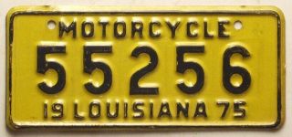 1975 - Louisiana Motorcycle License Plate Tag - Exc