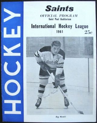 1961 Ihl St.  Paul Saints V.  Omaha Knights Intl.  Hockey League Game Program
