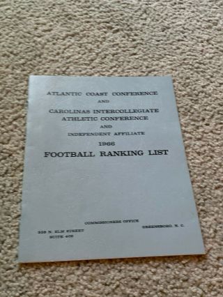 1966 Acc Football Guide Ranking List Football Officials Media Guide