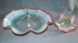 Antique Victorian Pink Pearline / Vaseline Glass Epergne Base & Single Flute