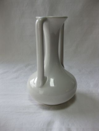 Vintage TAC Trenton Art Potteries China Porcelain White Art Deco Handled Vase 2