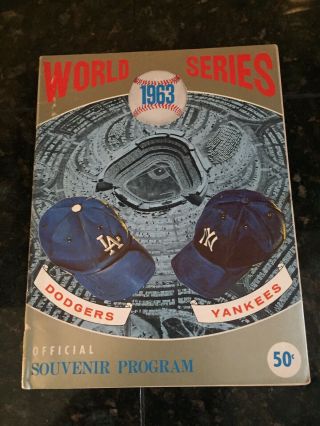 1963 Dodgers Vs Yankees World Series Baseball Program Koufax Pitches