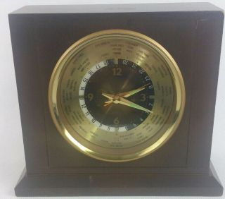 Bulova World Time Desk Mantle Shelf Display Clock Vintage Made In Japan