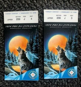 1994 Nba All Star Game Tickets Target Center Minneapolis Minnesota Vintage Pair