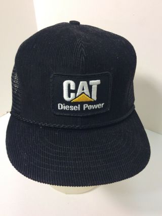 Vintage Cat Caterpillar Patched Snap Back Trucker Hat Cap - Tonkin - Usa