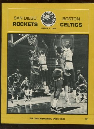 March 6 1969 Nba Program Boston Celtics At San Diego Rockets Vgex,