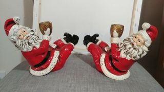 Vintage Santa Claus Candle Holders