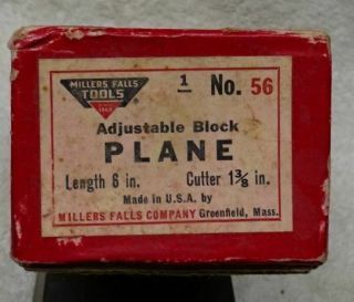 Vintage - - Millers Falls - Empty Box For 56 Plane - -