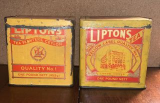 2 Vintage Lipton’s Tea Tins