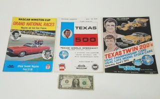 Nascar Winston Cup Vintage Programs & Magazines X3 1971 1972 1973 Texas Speedway