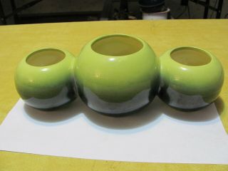 Vintage Hull Pottery Trio Vase 3 In 1 Planter Green & Yellow.  106.