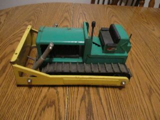 Vintage Pressed Steel Structo Bulldozer Construction Toy Green