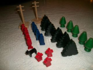 Vintage T.  C.  Timber / Brio Wooden Trees And People Set With Telephone Poles