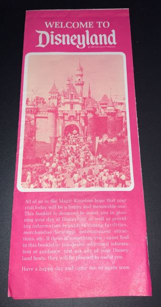 Vintage 1968 Welcome To Disneyland Guide Brochure