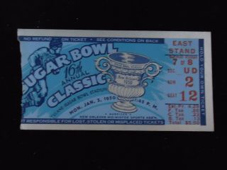 1950 Sugar Bowl Football Game Ticket Stub Lsu Tigers Oklahoma Sooners