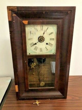 Antique Victorian Ansonia Ogee Mantle Clock With Pedulum And Key -