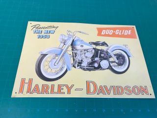 Harley Davidson Duo Glide 1958 Tin Metal Sign