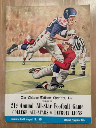 Vintage 1954 Nfl Detroit Lions Vs College All - Stars Football Program