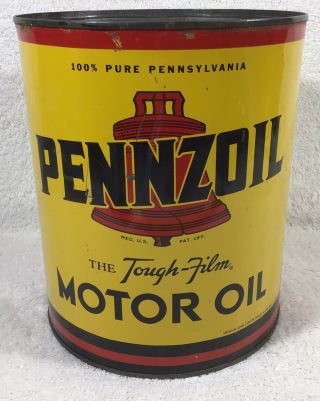 Vintage Pennzoil Motor Oil Metal Can 4 Quarts.  Empty