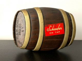 Vintage Schaefer On Tap Beer Wooden Keg Barrel Advertising Unique Sign