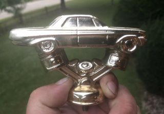 Vintage 1964 Plymouth Belvedere Car Show Drag Race Metal Trophy Topper