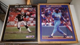 X2 Rare Bo Jackson Raiders 1988 Vintage Starline Poster & Royals Framed