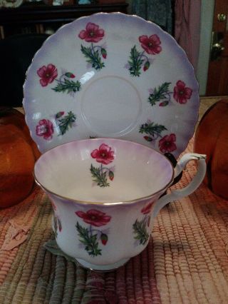 Vintage Royal Albert English Bone China Footed Tea Cup/saucer Purple Tinted