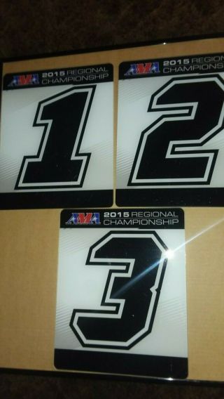 Ama Motorcycle Racing 2015 Regional Championship Number Plates 1,  2,  3