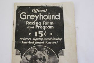 1934 Jeffersonville Dog Mart Greyhound Racing Form and Program Indiana 2
