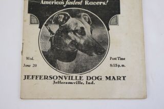 1934 Jeffersonville Dog Mart Greyhound Racing Form and Program Indiana 3
