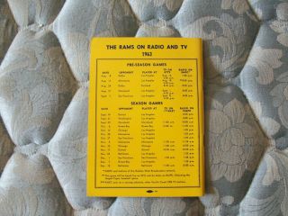 1963 LOS ANGELES RAMS MEDIA GUIDE Yearbook Press Book Program NFL Football AD 2