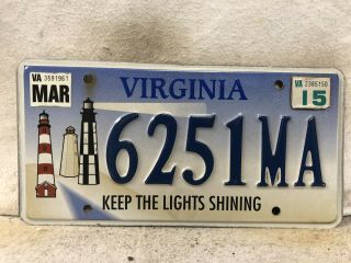2015 Virginia Keep The Lights On License Plate