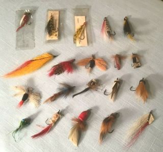 20 Vintage Old Fly Fishing Lures Jim Harvey Grasshopper Flies Some Rare