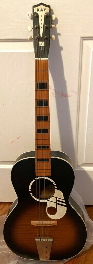 Vintage Kay S - 5 Acoustic Guitar - Steel Reinforced Neck - Metal Floating Saddle - Brow