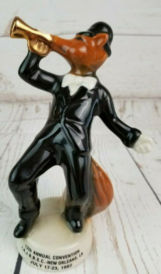 Vintage 1982 Jim Beam 12th Annual Convention Figurine Fox In Tuxedo W/trumpet