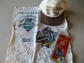 1998 World Series Game 3 Ticket York Yankees Vs Padres Rally Towel & Hat Set