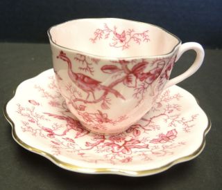 Vintage Cairo Red On Pink Coalport Cup And Saucer